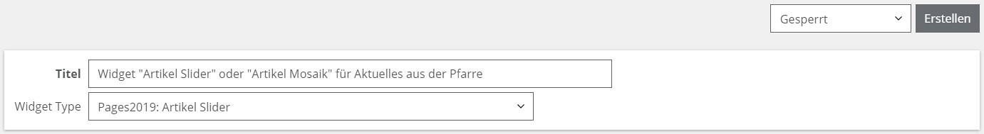 Widgetauswahl Artikel Slider