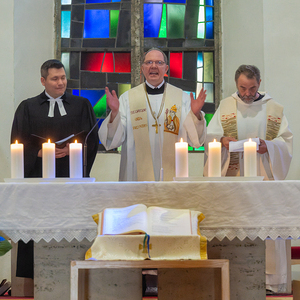 Oekumenischer Festgottedienst in der Pfarrkirche KirchdorfBild: v.l.n.r. Pfarrer Thomas Kutsam - Evangelisch, Abt Nikolaus Thiel, Pfarrer P.Severin Kranabitl - Katholisch